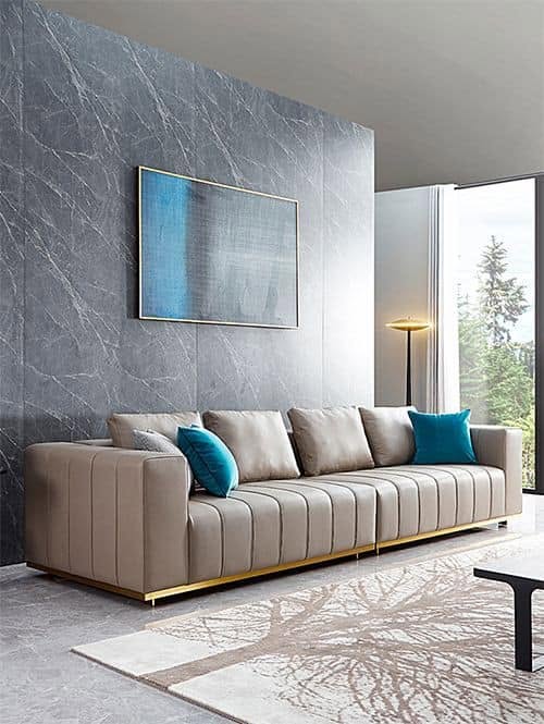Salon Luxe Canapé Beige Capitonné